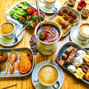 fondue de chocolate y otras comidas