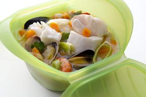 papillote verde con comida